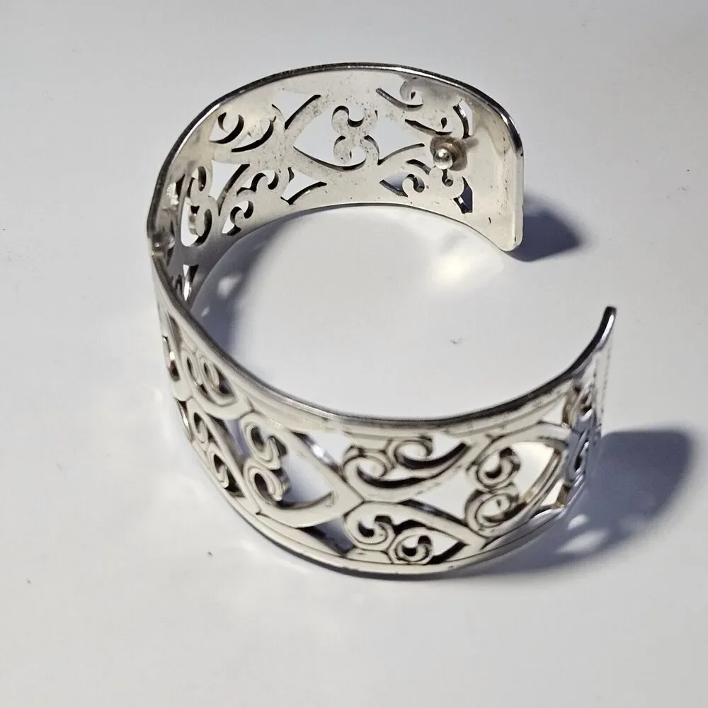 Brighton Christo Madrid Narrow Silver Plated Cuff Bracelet Pink Red Leather 7" - Picture 11 of 16